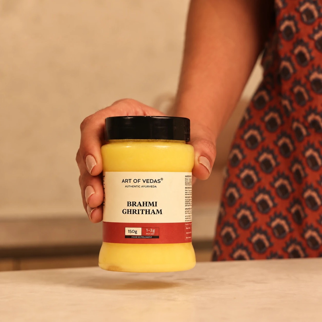 Art of Vedas Brahmi Ghritham en pot de 150 g, ghee ayurvédique classique cuit lentement selon la méthode Sneha Paka